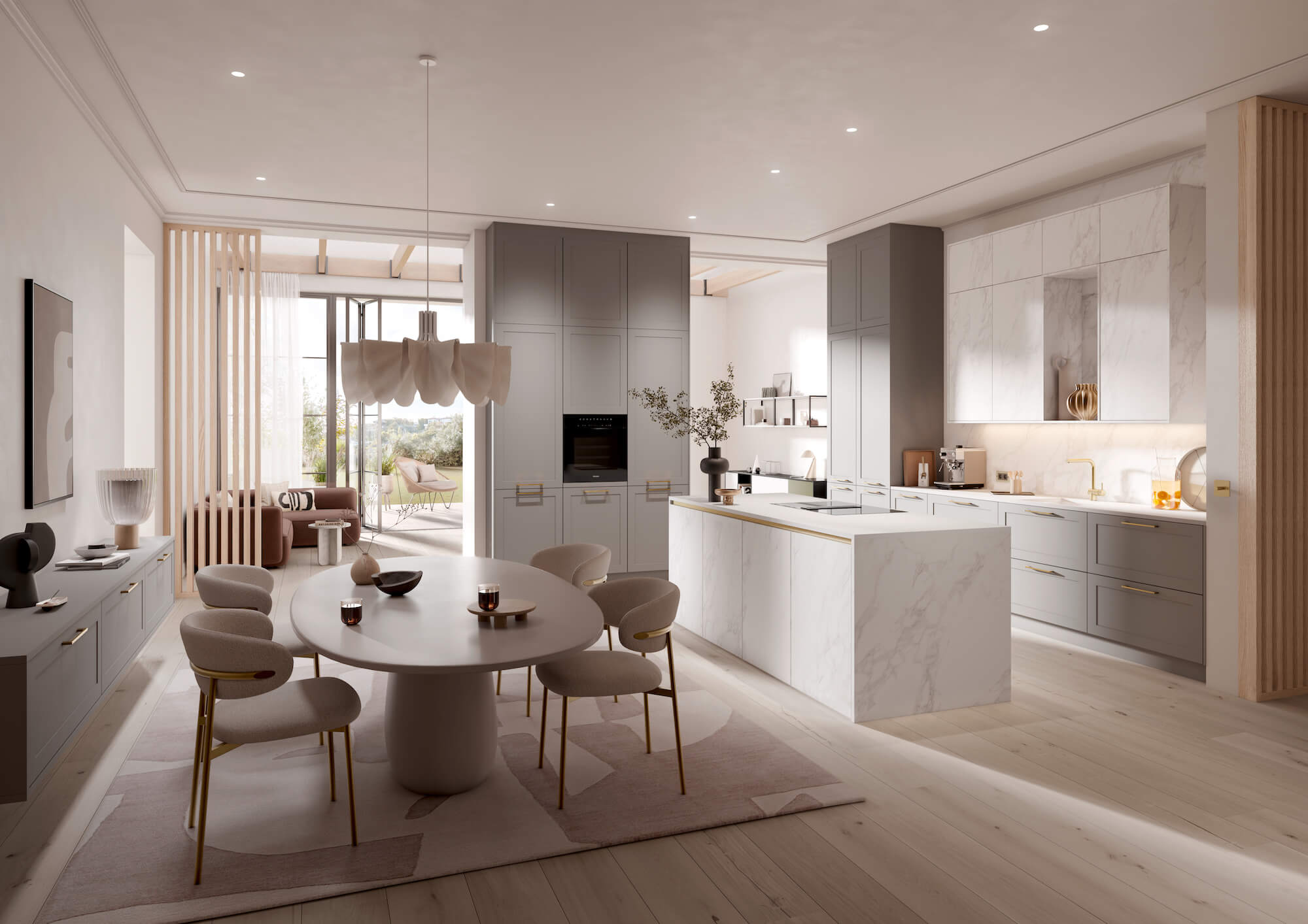 Häcker Design Inselküche Calcatta greige