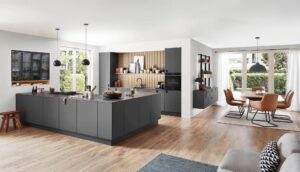 Nobilia Design Inselküche senso schwarz matt grifflos