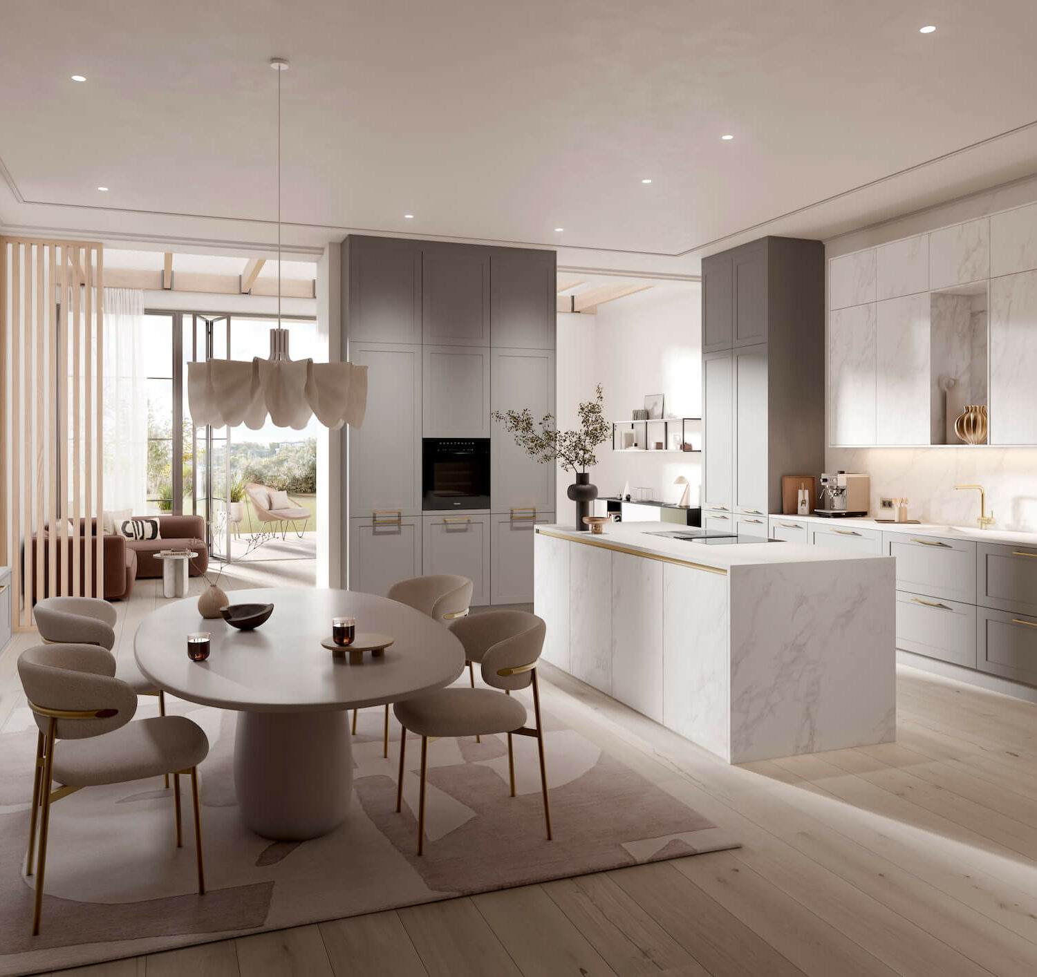 Häcker Design Inselküche Calcatta greige