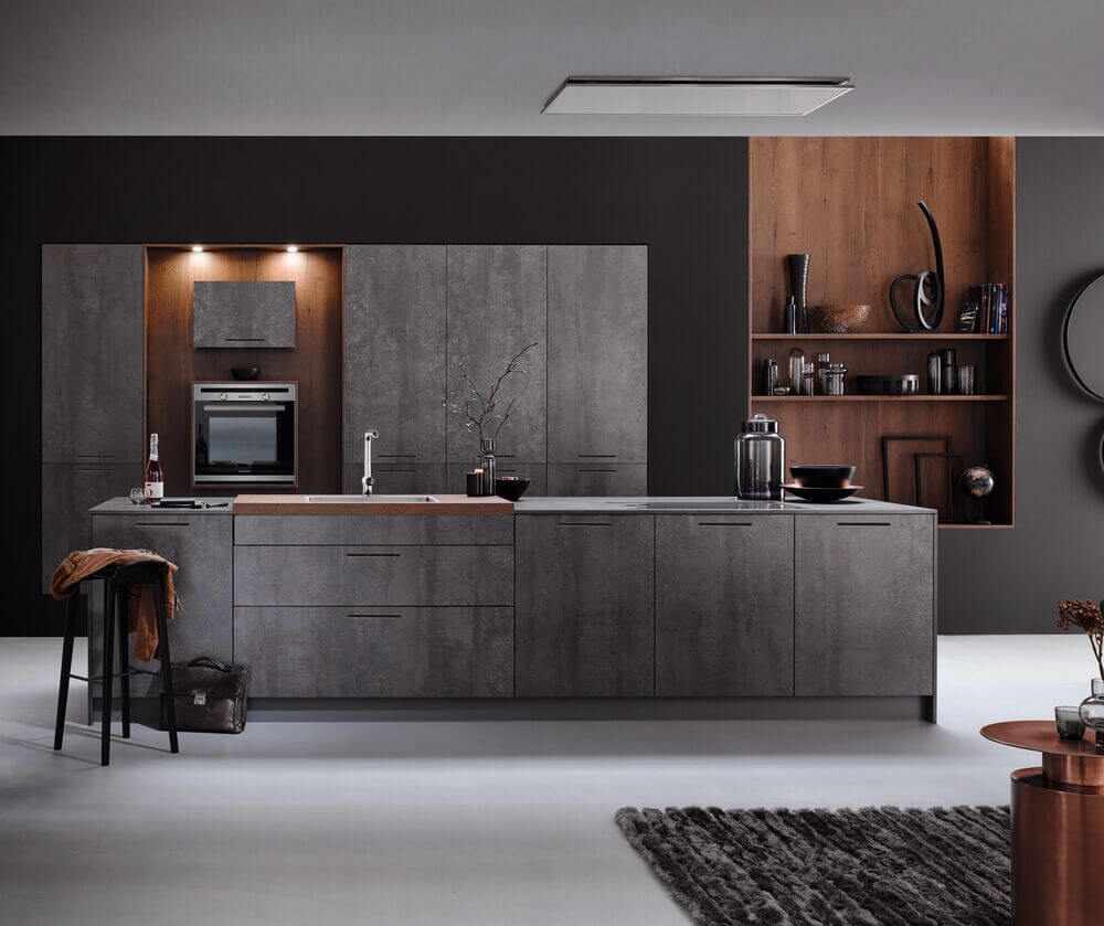 Häcker Design Inselküche Grau