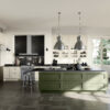 Häcker Design Landhausküche mit Kücheninsel grün