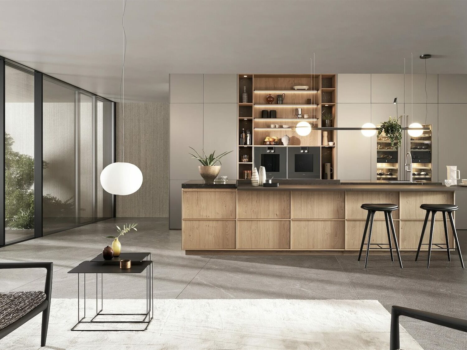 Leicht-Design-Inselküche-mit-Weinschrank