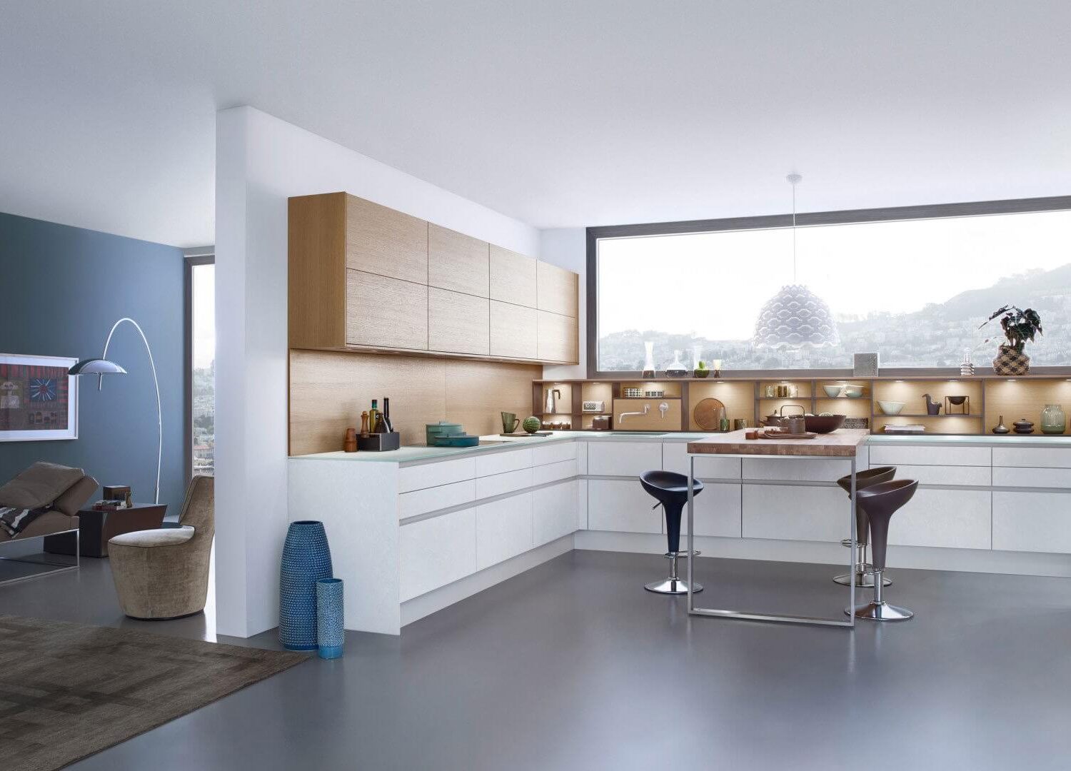 Leicht Design U-Küche Beton