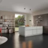 Leicht Designküche Olivgrau mit Halbinsel offene Küche