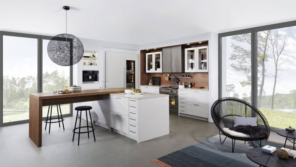 Leicht Landhaus Inselküche Mattlack Weiß