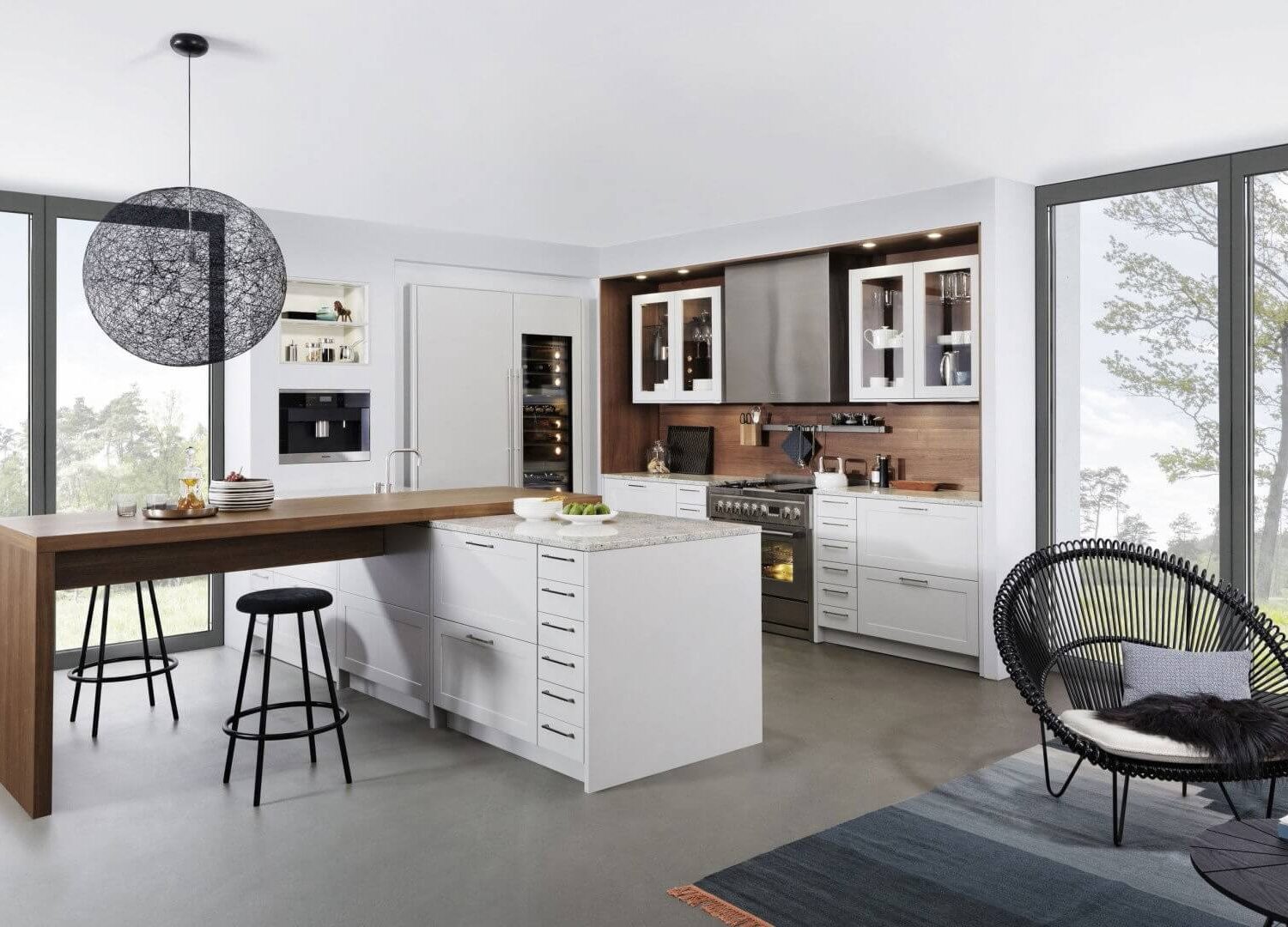 Leicht Landhaus Inselküche Mattlack Weiß