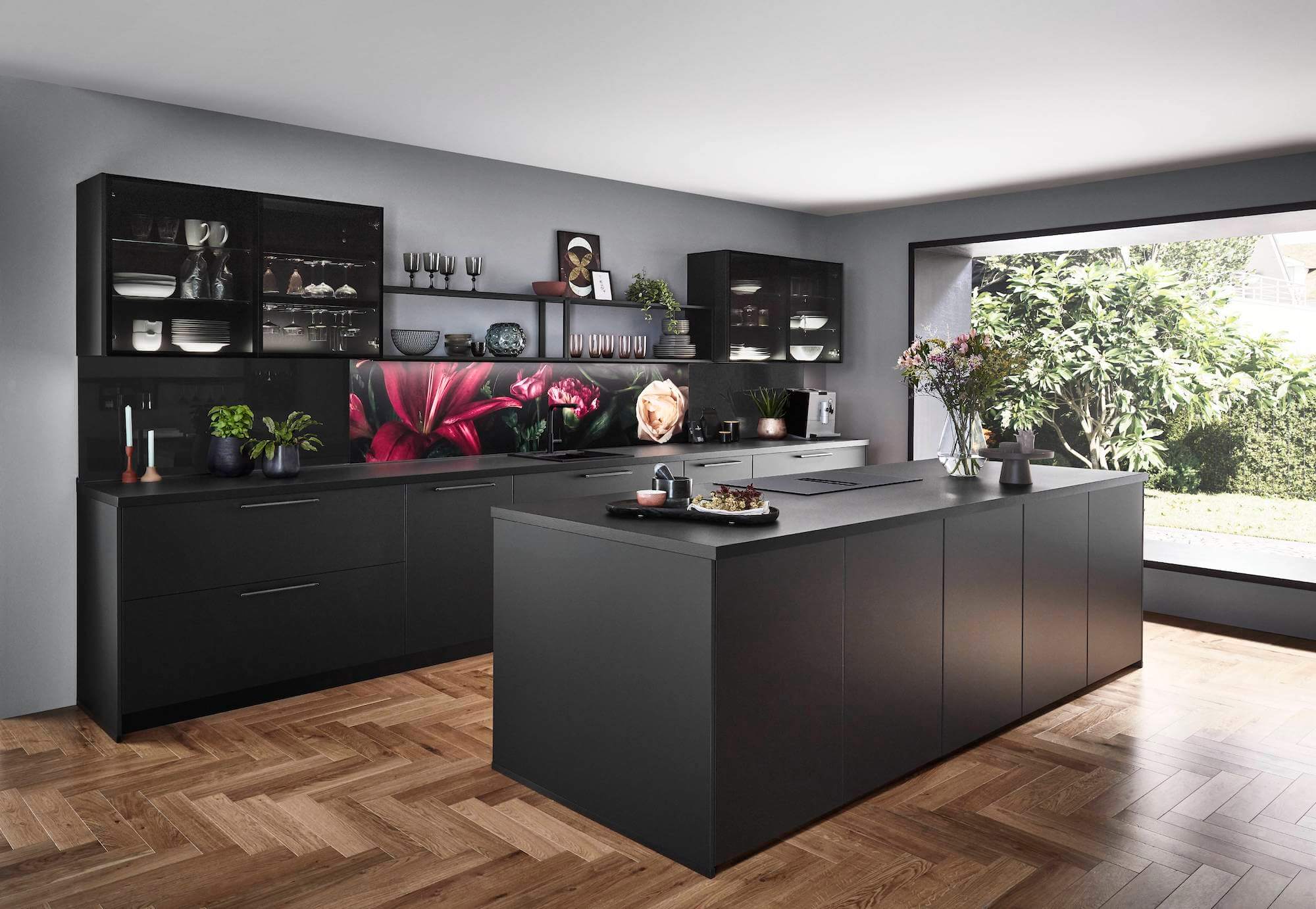 Nobilia touch moderne Designküche schwarz matt